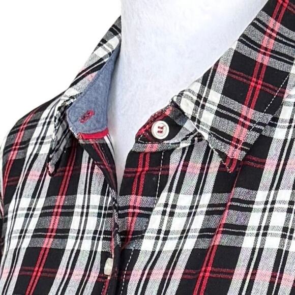 EUC Charter Club Size PL Button Front Plaid Long Sleeve Size Black Red - Picture 7 of 11